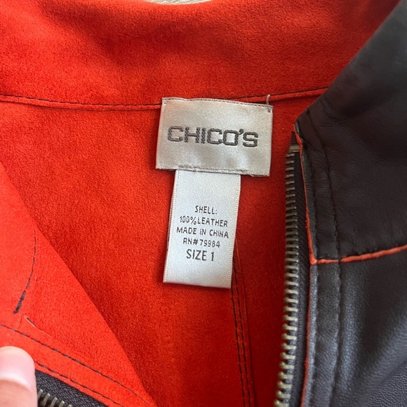 Chico's Jacket 100% Leather Size M 8 - Picture 4 of 10